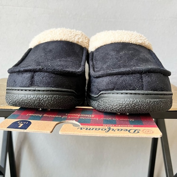 Dearfoams [Mens Large Size 11-12 - NWT] Black Memory Foam Slippers - Picture 7 of 12